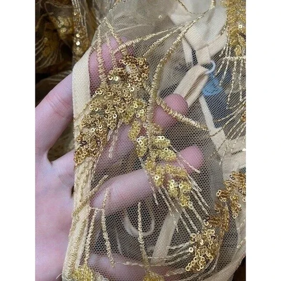 NWT Eva Franco Wheat Sequin Dress BEIGE - SIZE 0 - - Picture 5 of 5